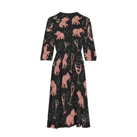 "Pink Elephants" V-Neck Dress