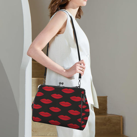"Mwah" Kisslock Crossbody Shoulder Bag