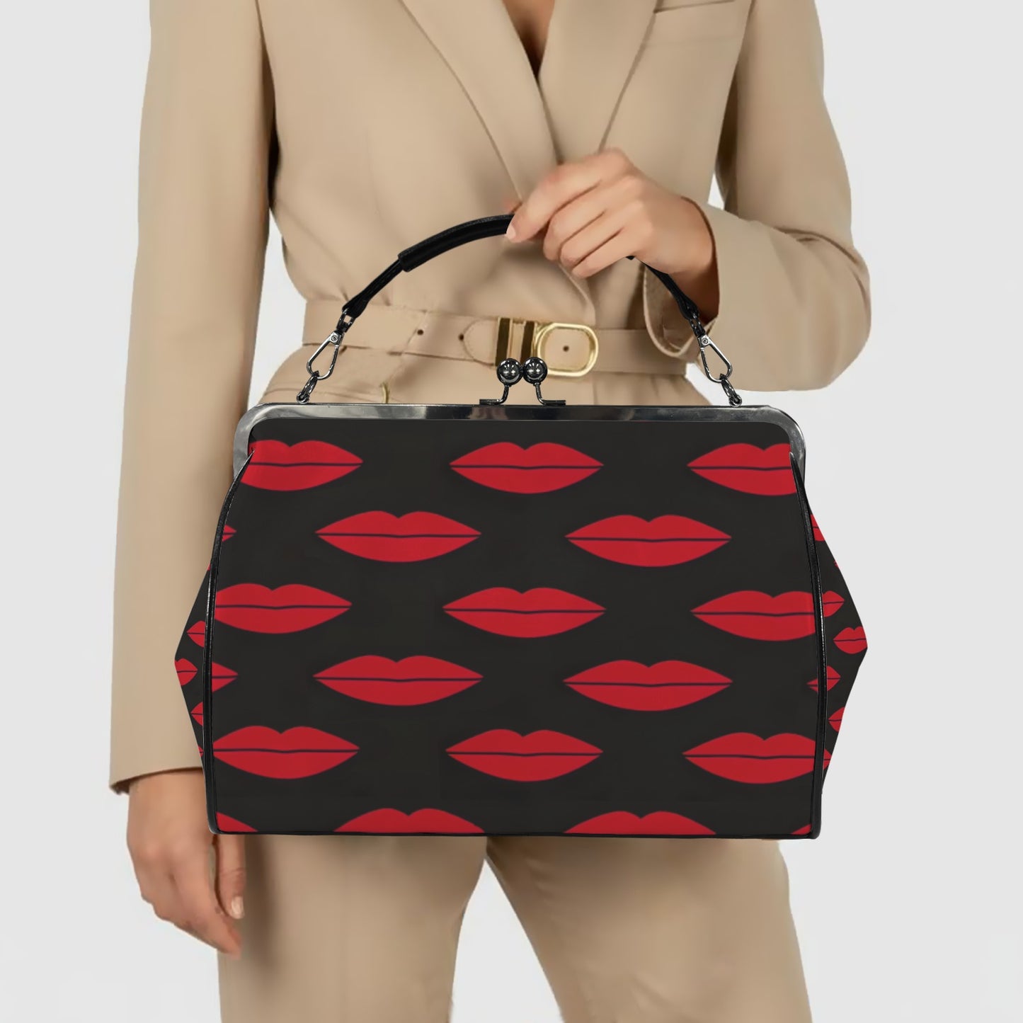 "Mwah" Kisslock Crossbody Shoulder Bag
