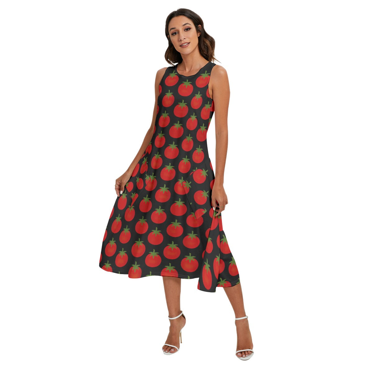 "Cherry Tomato" Sleeveless Dress with Pockets