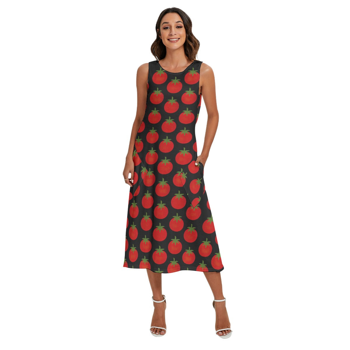 "Cherry Tomato" Sleeveless Dress with Pockets