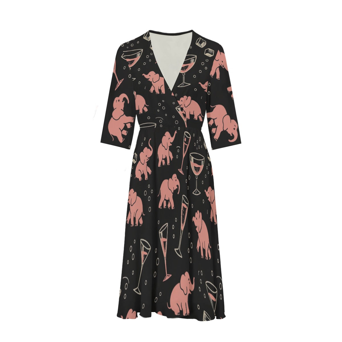 "Pink Elephants" V-Neck Dress