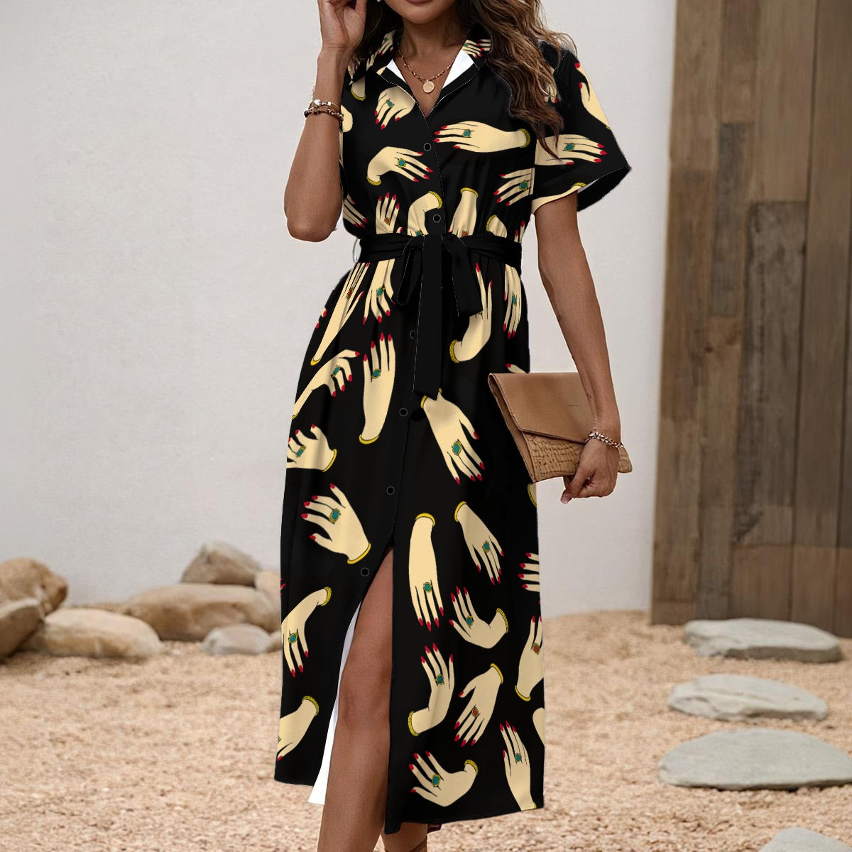 "Gilded Touch" Shirt Dress