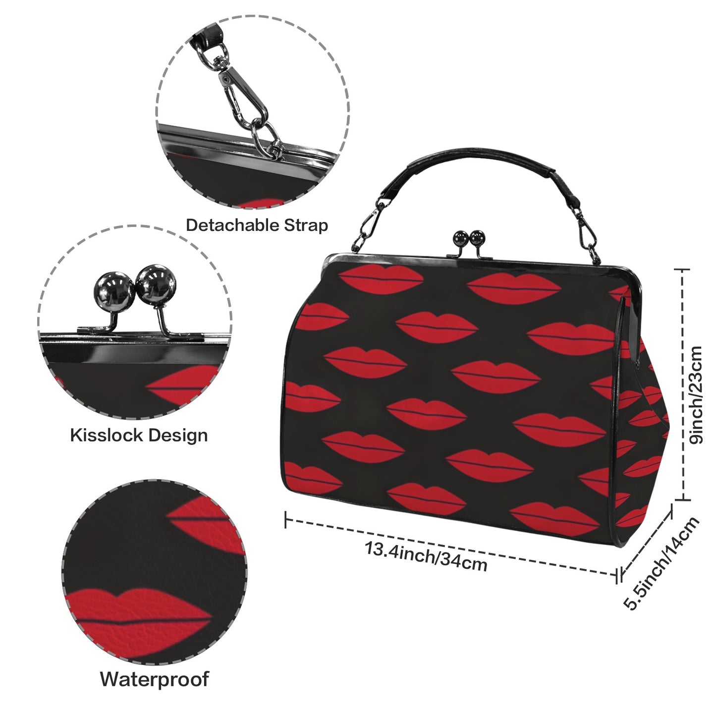 "Mwah" Kisslock Crossbody Shoulder Bag